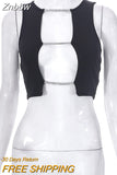 Znbbw Sleeveless Chains Up Crop Tops Women Cut Out Punk Grunge Camisole Tank Top 2023 Summer Harajuku Lolita Y2K Clothes