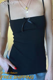 Znbbw Sweet Tank Tops Women Summer Cotton Sleeveless Satin Bowknot Front Slim Vests Clothes Vintage Sweet Lace Crop Top Y2k
