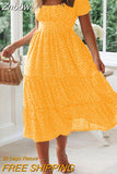 Znbbw Vintage Vintage Print Puff Sleeve summer Beach sweet dresses Casual Square collar floral maxi long dress 2023 festa