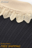 Znbbw Elegant Knitted Sweater Dress Women Outfits 2023 New Fashion Single-breasted Full Sleeve Long Knit Dress Clothes