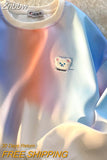Znbbw Tie Dye White Sweatshirt Women Bear Head Embroidery Korean Fashion Tops 2023 Autumn New Long Sleeve Plus Size Teens Clothes