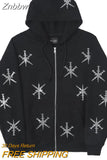 Znbbw Gothic Y2K Rhinestone Graphic Jacket Zip Up Hoodies Korean Streetwear Grunge Hip Hop Long Sleeve Fashion Sweatshirt Coat