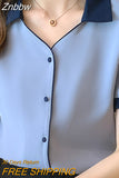 Znbbw Blouses Top Femme Short Sleeve Chiffon Blouse Shirt Blouse Women Blusas Mujer De Moda 2023 Verano V-Neck Tops Women E841