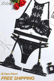Znbbw Sensual Lingerie Panties Set Sexy Underwear Transparent Bra Hot Woman Thong Erotic Breves Sets 4-Pieces