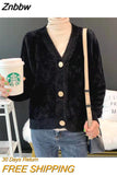 Znbbw sweater women 2023 autumn and winter new Korean version of the lazy V-neck knitted jacket imitation mink loose sweater