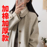 Znbbw Woolen Coat Is Popular For Women In The Spring And Summer Of 2024, The New Korean Version Of Black Medium-Length Tweed Coat Is Popular To Thicken.