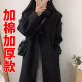 Znbbw Woolen Coat Is Popular For Women In The Spring And Summer Of 2024, The New Korean Version Of Black Medium-Length Tweed Coat Is Popular To Thicken.