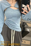 Znbbw Y2K Korean Fashion Pink Cropped Sweater Women Harajuku Sexy Slim Knitted Jumper Vintage Casual Cardigan+Vest Set Tops