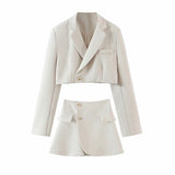 Znbbw New Blogger Lapel Slimming Short Suit Jacket + High Waist Short Skirt Suit