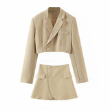 Znbbw New Blogger Lapel Slimming Short Suit Jacket + High Waist Short Skirt Suit
