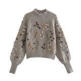 Znbbw Autumn New Beaded Sweaters With Loose Semi-High Necks 01957101706