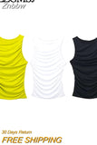 Znbbw TRAF Summer Sexy Women Tanks With Ruched Crew Neck Sleeveless Slim Vest Streetwear Female Skinny Crop Top Black Y2K