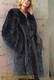 Znbbw Women Elegant Winter Plush Faux Fur Overcoat Female Casual Loose Coat Jackets 2023 New Lapel Full Sleeve Fashion Coat