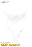 Znbbw TRAF Sexy Bodysuits Women Slash Neck Romper Jumpsuit Women Summer Elegant High Waist Playsuits Beach Overall Holiday Top