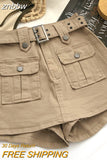 znbbw Fashion Y2K Streetwear Style High Waist Mini Skirt 2023 Spring Women's Big Pocket Cargo Shorts Culotte Lady Skirts