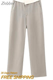 Znbbw TRAF 2023 Woman 2 Piece Set Fashion Shirt Suit Silk Asymmetric Design Tank Top+Contrast Straight Leg Casual Pants Set