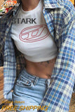 Znbbw Print Graphic Baby Tees Summer Emo Girl Crop Tops Slim 2000s Fairy Grunge Streetwear Harajuku Goth Cute Short Sleeve T-shirt