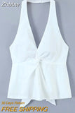 Znbbw TRAF 2023 Women Halter Camis Women Tanks Summer Sexy Slim Crop Top Tees Slim Sexy Tank Camisole