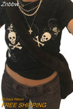 Znbbw Dark Vintage Streetwear t-shirt Gothic 90s Summer Slim Fit Women's Sports Top 2023 New Women's Statement Eye Print Camisole