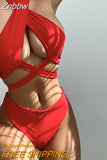 Znbbw Bikini Set Halter Women's Swimsuit Solid Swimwear Women 2023 Criss Cross Wrap Biquinis New Beachwear Bathing Suits