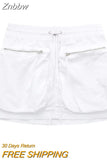 Znbbw TRAF Summer Women Suits 2023 Long Sleeve Zipper Loose Bomber Jacket Crop Top Female Cargo Mini Skirt 2 Piece Sets Y2K