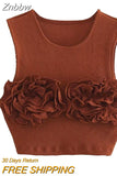 Znbbw TRAF 2023 Summer Women Tank Top Sleeveless Crop Top Ruffle Edge Decoration Short Top y2k Vest