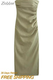 Znbbw TRAF Dress Summer 2023 Tube Top Tight Women Dress Chic Folds Street Holiday Leisure Young Student Clothing