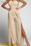 znbbw Fashion Overalls Women Summer Sexy Fashion Commuter Sling Jumpsuit Elegant Strapless Backless Slit Straight Pants Romper