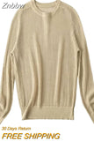 Znbbw TRAF 2023 Women Summer Vintage Solid Pullover Knitted Sweater Slim O-Neck Long Sleeve Female Casual Chic Tops