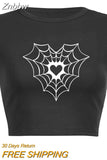 Znbbw web collection print top gothic y2k baby tee summer women's cropped top 90s retro hip hop street black o neck top women