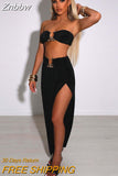 Znbbw Festival Clothing Sexy Dress Sets Holiday Outfits Women Tube Top and Midi Skirt Summer Club Party Two Piece Sets 2023