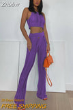 Znbbw Women Tracksuit Fashion Sexy See Through Crop Top and Flare Pants Two Piece Set Female Streetwear Y2K Activewear Suit