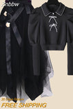Znbbw Size Women's Spring Autumn Suit Women's Outfits 2 Piece Sets 2023 New Korean-style Long-sleeved Tops Skirt Two-piece Set