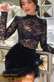 Znbbw Women Sexy Long Sleeve See Through Bodycon Club Black Mini Dress 2023 Autumn Fall Clothing Wholesale Items For Business