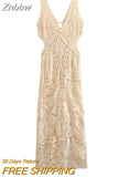 Znbbw TRAF Fashion Elegant Women Sleeveless Summer Dress Ladies Embroidery Flower Party Midi Dress Female Clothing Vestido