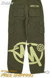 Znbbw Shorts Men Y2K Harajuku Cargo Letter Printing Wide Leg Casual Loose pants Women Vintage Gym High Waist jeans