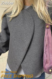 Znbbw Women's Fashion Solid Thicken Cropped Jacket Top Long Sleeve Warm Autumn Winter Cardigan Female Casual Loose Woolen Streetwear