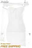 Znbbw One Sleeve Backless Sexy Mini Dress For Women Robe Two Layer Mesh Strapless Skinny Club Party Short Dress Vestido