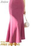 Znbbw Summer Autumn New High Waist Midi Skirts For Women Office Lady Elegant Mermaid Skirts Simple Casual Long Skirt Faldas Mujer