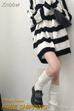 Znbbw Gothic Sweaters Women Harajuku Punk Knitted Stripes Jumper Vintage Plus Size Loose Long Sleeve Pullover Tops Streetwear