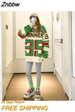 Znbbw letter trend sweater women Korean autumn and winter casual lazy round neck sweater Japanese wild Harajuku loose pullover