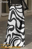 Znbbw Women Elegant Color Blocking Straight Skirt 2023 Spring Streetwear Fashion Office Long Skirt Retro Boho Pocket Club Skirts Mujer