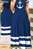 Znbbw Casual Printed Maxi Dress Women Letter O Neck Short Sleeve Ruched Tight High Waist Vestidos Party Club Long Dresses