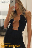 Znbbw Sleeveless Chains Up Crop Tops Women Cut Out Punk Grunge Camisole Tank Top 2023 Summer Harajuku Lolita Y2K Clothes