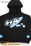 Znbbw Goth Sweatshirt Letter Star Print Men Women coat Korean version loose design couple Harajuku Men Top clothing trendy Hoodies