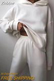 Znbbw Winter Women Two Piece Sets Tracksuit Autumn Casual Solid Long Sleeve Hoodie Sweatshirts Female Oversized Trouser Pant Suit