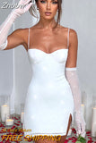 Znbbw Sparkle Sexy Mini Dress Women New Spaghetti Strap With Sleeve Backless Sleeveless Glitter Club Party Sexy Dress Vestido