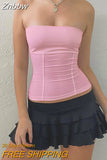 Znbbw Strapless Corset Tops Summer White Off Shoulder Tanks Women Sleeveless Tube Top Sexy Skinny Fit Bustier Clothes
