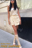 Znbbw TRAF Black Cargo Skirt Women High Waist Mini Skirts Woman 2023 Asymmetric Short Skirts for Women Streetwear Skort Skirt