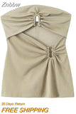 Znbbw TRAF - Chic Tube Tops For Women 2023 Newest Leisure Female Waist Hollow Out Design Sexy Strapless Tank Top
